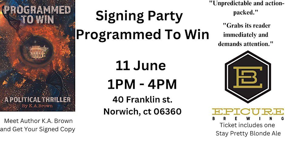 KA Brown book signing party for his book Programmed to Win on June 11, 2023. Tactical 16 Publishing.